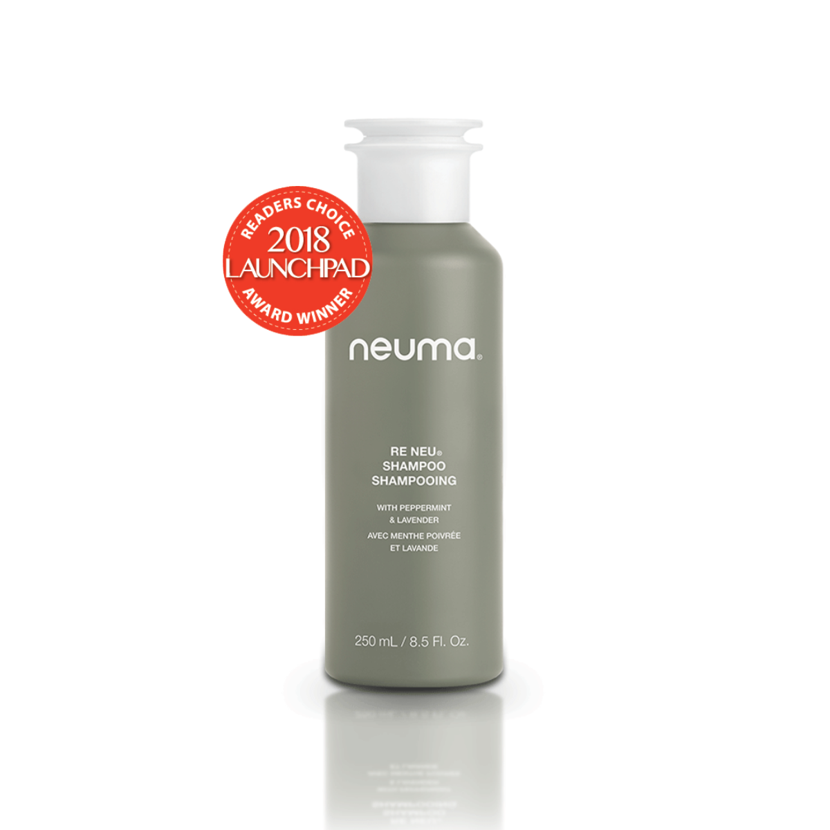 Re Neu Clarifying Shampoo by Neuma, 250ml bottle, award-winning, refreshing peppermint and vanilla aroma.