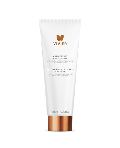 Vivier Age-Defying Body Lotion tube, 200ml, enriched with peptides and antioxidants for firm and hydrated skin.