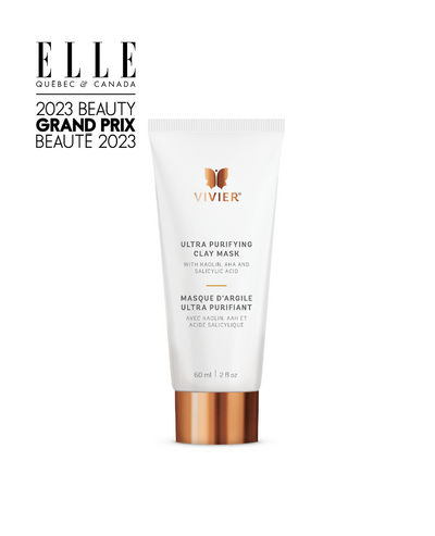 Vivier Ultra Purifying Clay Mask tube with gold accents, awarded Elle 2023 Beauty Grand Prix.