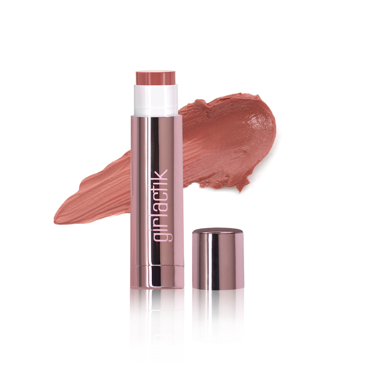 Girlactik Jello Gloss Balm in chic packaging with glossy swatch, showcasing smooth application and hydrating formula.