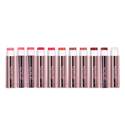 Girlactik Jello Gloss Balm collection in various shades for glossy, nourished lips with a pink lemonade scent.