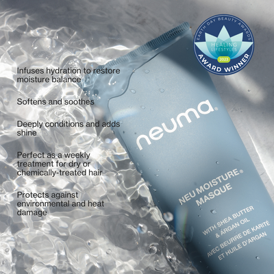 Neuma Neu Moisture Masque in water, a hydrating treatment for soft, shiny hair, won 2023 Earth Day Beauty Award.