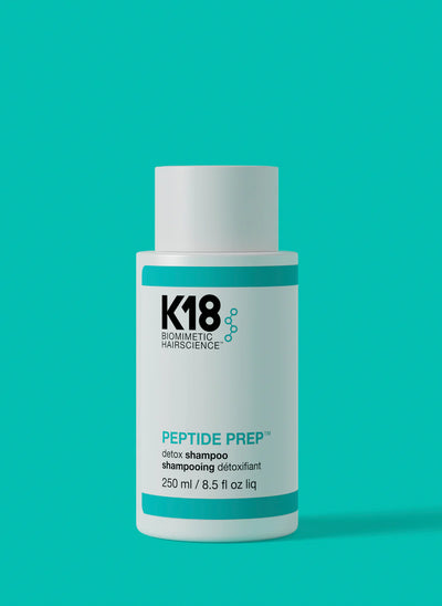 K18PEPTIDE™ Detox Shampoo bottle, 250ml, color-safe formula for deep cleansing and product buildup removal.