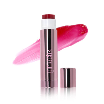 Girlactik Jello Gloss Balm with a glossy pink sheen and stylish packaging, featuring nourishing ingredients for hydration and shine.