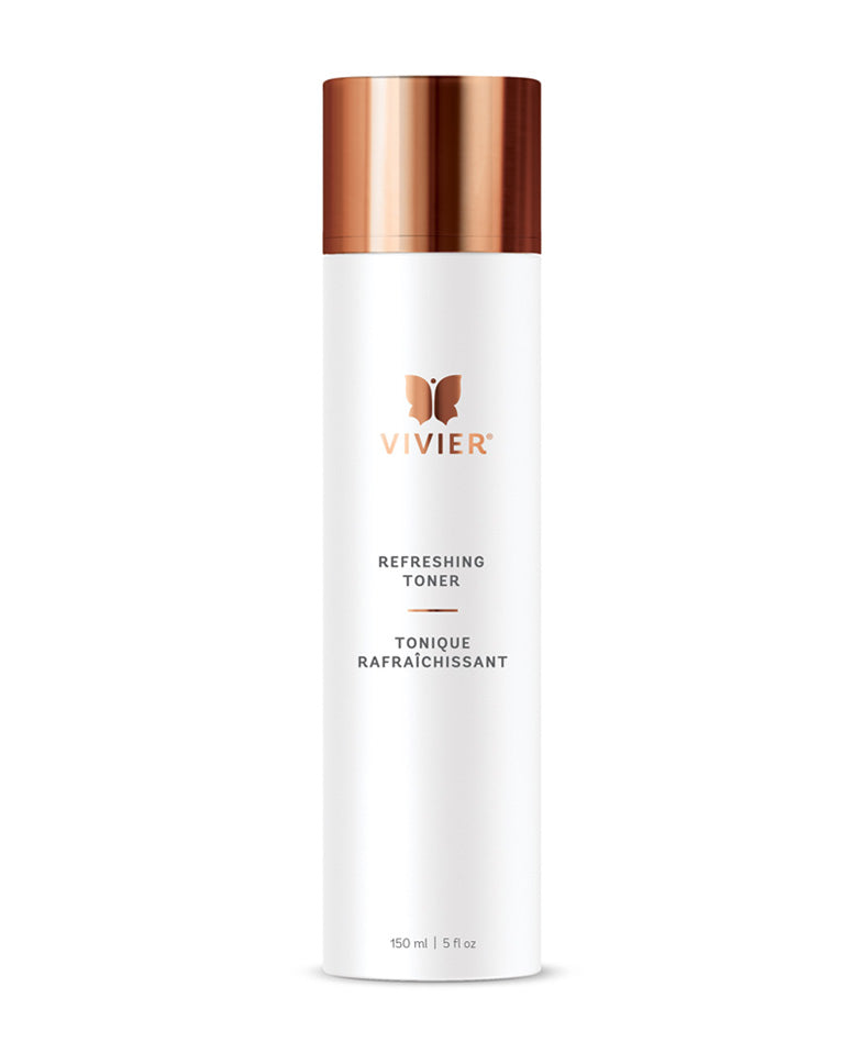 Vivier Refreshing Toner bottle with elegant design for deep cleansing and hydration, 150 ml packaging.