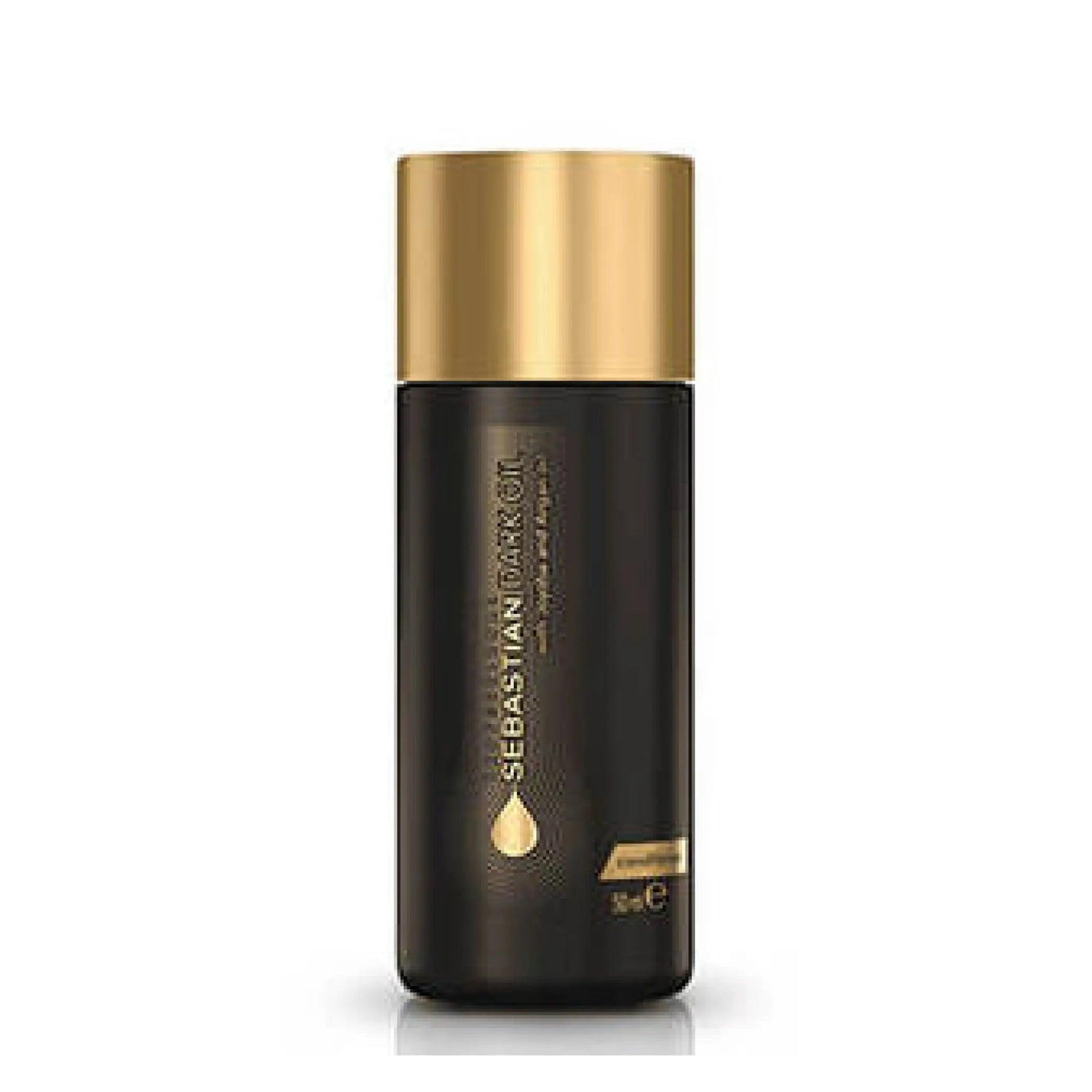 Professional hair care product, Sebastian Dark Oil with gold cap, 50ml bottle.