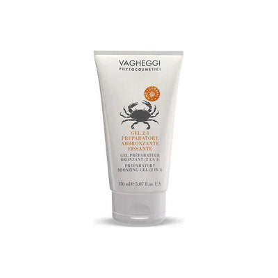 Preparatory Bronzing Gel (2 In 1) for effective tanning and skin preparation, 150ml tube by Vagheggi Phytocosmetici.