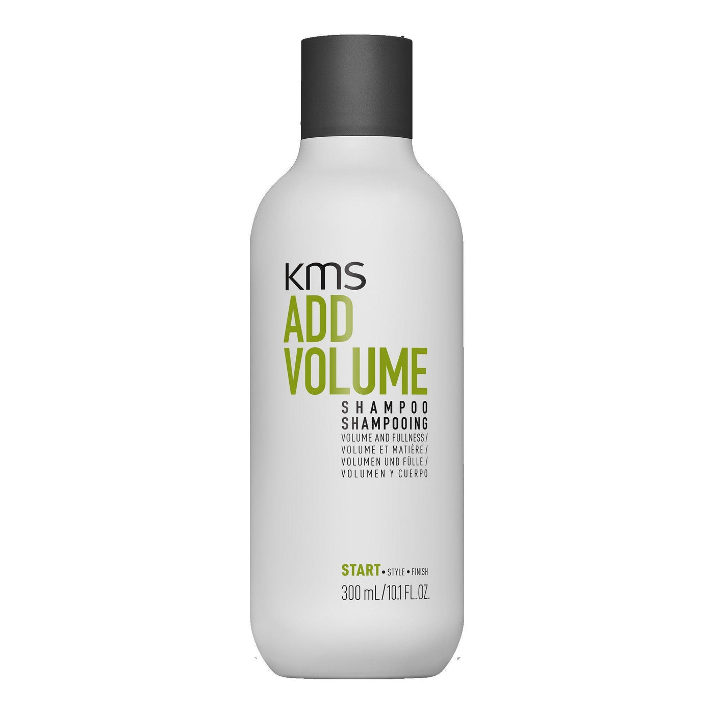 KMS Addvolume Shampoo 300ml bottle designed for fine hair, providing volume and gentle cleansing.