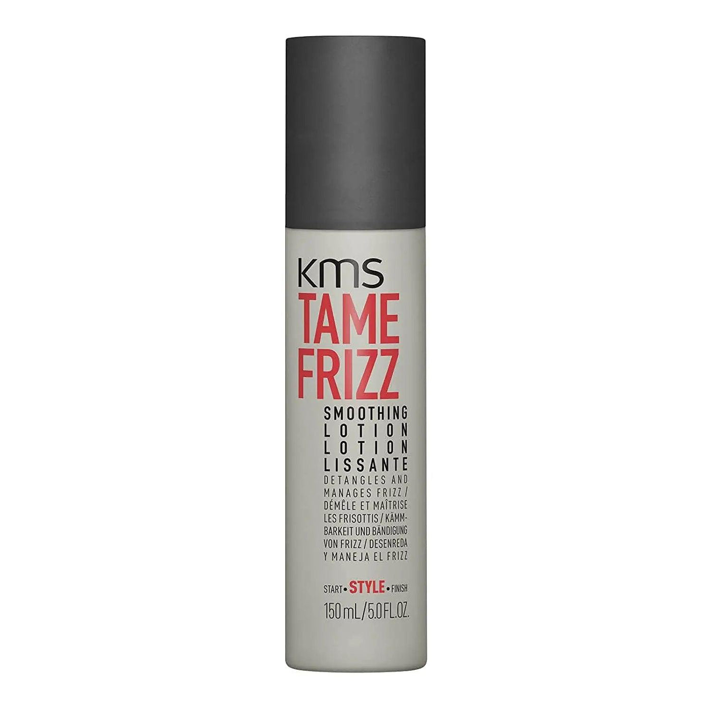 KMS Tame Frizz Smoothing Lotion 150ml bottle for hair taming and frizz control.